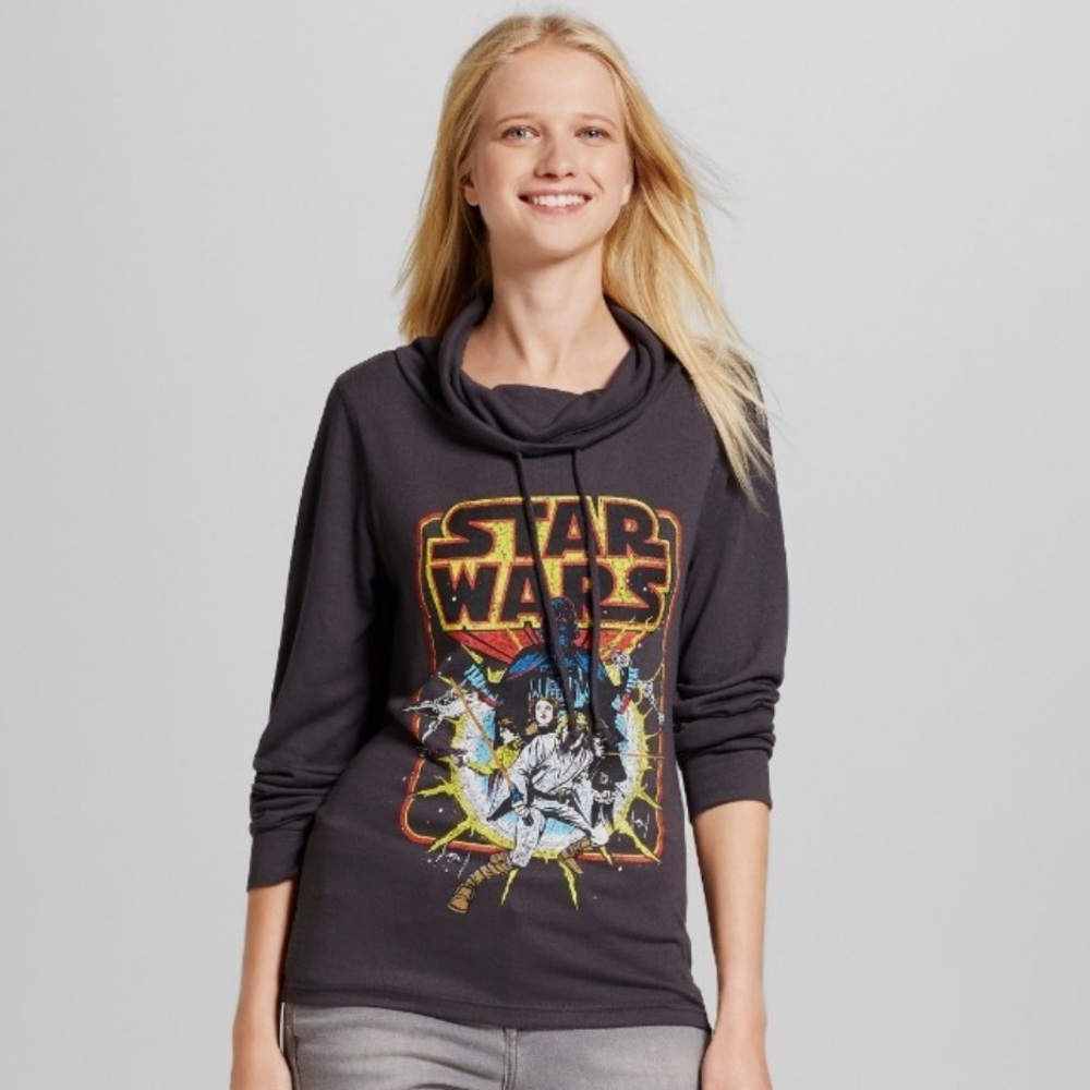 Star Wars Fifth Sun Women S Gray Cowl Neck Long Sleeve Thin Sweatshirt Top